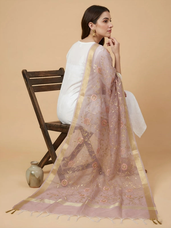 Lavender Organza Meena Jaal Dupatta | Elegant Sheer Festive Drape
