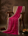Luxe Fendi Women Pink Dupatta with 2 Side Scalloped Border, Mirror Detailing & Buti Embellishment