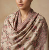 Naqsh-e-Kashmir All-Over Floral Woven Kani Jacquard Wool Blend Beige Shawl