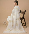Elegant White Cotton Zari Buta Dupatta | Lightweight Ethnic Drape