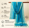 Cotton Mens Dupatta – Teal Blue with Golden Border & Tassel Finish
