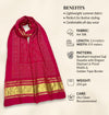 Bamboo Silk Bandhani Inspired Gajji Women Pink Dupatta with Elephant & Floral Motifs and Golden Tape Border