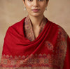 Naqsh-e-Kashmir Inspired Kani Paisley & Geometric Border Wool Blend Red Shawl