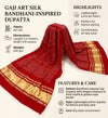 Bamboo Silk Bandhani Inspired Gajji Women Red Dupatta with Elephant & Floral Motifs and Golden Tape Border