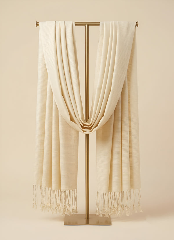 Everyday Solid Textured Viscose Beige Women's Stole | Lightweight Wrap