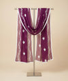 Wine Nazneen Chiffon Embroidered Dupatta with Floral Work