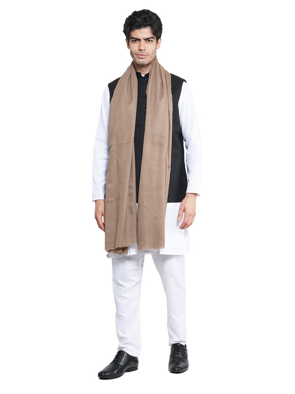 Solid Brown Fine Wool Mens Shawl – Soft Winter Wrap (80 x 40 Inches)