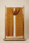 Regal Kani Weave Floral Wool Blend Yellow Stole | Kashmiri Inspired