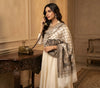 Naqsh-e-Kashmir Inspired Paisley Jacquard White Shawl with Kani-Inspired Floral Border