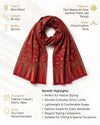 Regal Kani Weave All-Over Floral Jaal Wool Blend Red Stole | Kashmiri Inspired