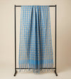 Blue Cotton Dupatta with Golden Stripe Weave & Tassel Border