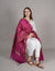 Rani Banarasi Silk Dupatta with Gold Zari Buti & Ornate Border (Size: 2.5x1 m Approx)