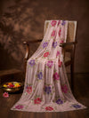 Luxe Organza Womens Pink Dupatta with Floral Brush Print Embellishment