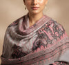 Naqsh-e-Kashmir Inspired Paisley Jacquard Grey Shawl with Kani-Inspired Floral Border