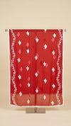 Red Nazneen Chiffon Mens Dupatta with Floral Embroidery & Border