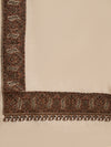 Woolen Mens Shawl in Light Brown with Heritage-Inspired Embroidered Border (80 x 40 Inches)