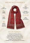 Reserve Mens All-Over Kalamkari Floral Print Bamboo Silk Red Stole