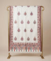 Noble Kani Woven Paisley Border Wool Blend White Stole