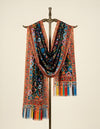 Signature Bamboo Silk Black Ethnic Floral BorderStole | Multicolour Heritage Border