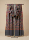 Noble Mens Wool Blend Floral Kani Weave Grey Stole