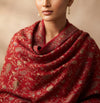 Naqsh-e-Kashmir Inspired Jamawar Floral Paisley Vine Wool Blend Red Shawl