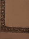 Woolen Mens Shawl in Warm Mocha Brown with Heritage-Inspired Embroidered Border (80 x 40 Inches)