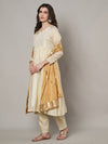 Beige Chinon Dupatta with Gota Patti Border & Sequin Detailing (Size: 2.5x1 m Approx)