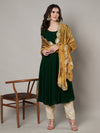Gold Silk Dupatta with Scalloped Cutwork Border & Sequin Highlights (Size: 2.5x1 m Approx)