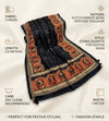 Luxe Chinon Kutch & Phulkari Heritage Art Mirror Work Embroidered Black Dupatta with Ornate Border