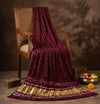 Luxurious Gajji Silk Maroon Dupatta with Bandhani Dots & Zari Border