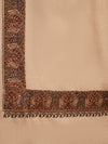 Woolen Mens Shawl in Warm Beige with Heritage-Inspired Embroidered Border (80 x 40 Inches)