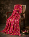 Luxe Phulkari Chinon Mirror Work Embroidered Dupatta with Elegant Lace Border
