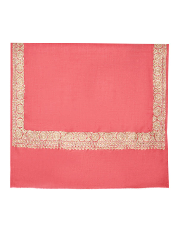 Pink Woolen Mens Shawl with Gold Border – 80x40 Inches
