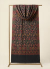 Regal Floral & Paisley Kani Weave Wool Blend Black Stole