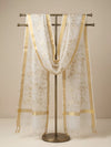 Organza Meena Jaal Mens Dupatta – White with Gold Woven Design