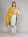 Yellow Paithani Silk Dupatta with Multicolour Floral Zari Weave (Size: 2.5x1 m Approx)