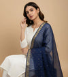 Blue Lightweight Cotton Silk Dotted Dupatta | Elegant Everyday Ethnic Drape