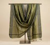 Khadi Cotton Mens Dupatta – Dusty Bottle Green with Textured Weave