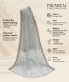 Luxe Fendi Women White Dupatta with 2 Side Scalloped Border, Mirror Detailing & Buti Embellishment