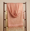 Peach Cotton Dupatta with Golden Stripe Weave & Tassel Border