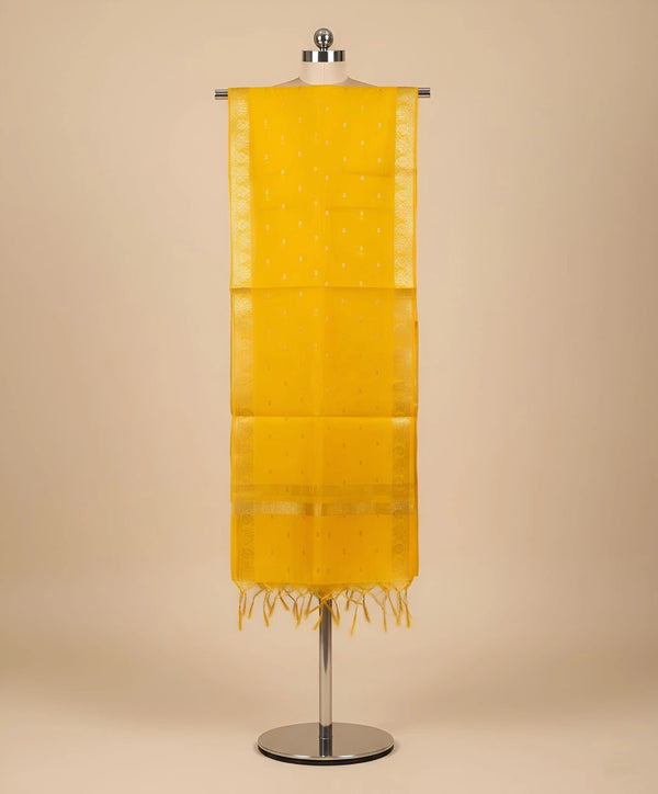 Yellow Lightweight Cotton Silk Dotted Dupatta | Elegant Everyday Ethnic Drape