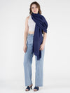 Solid Blue Fine Wool Women Shawl – Soft Winter Wrap (80 x 40 Inches)