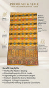 Reserve Mens Wool Blend Multicolor Geometric Diamond Jacquard Mustard Stole with Mughal Floral Border