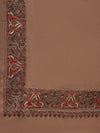Brown Woolen Mens Shawl with Traditional Multicolour Embroidered Border (80 x 40 Inches)