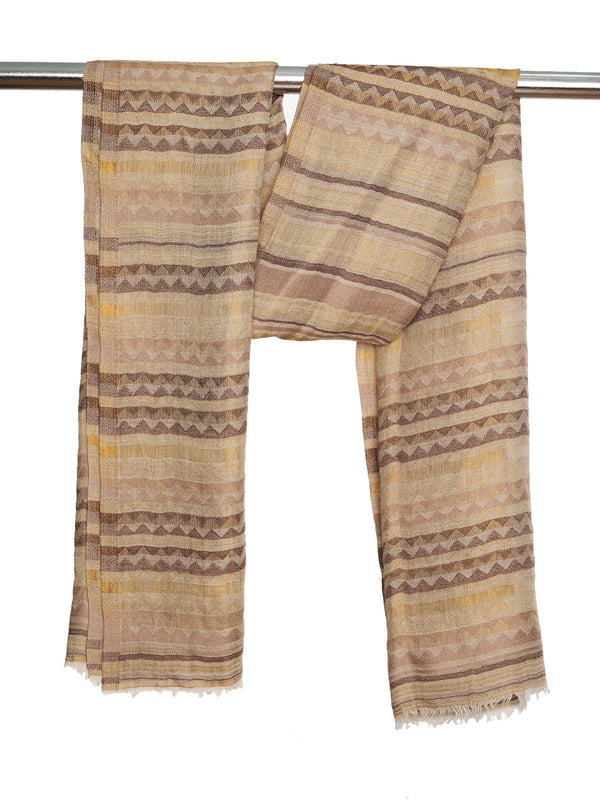 Woolen Zig-Zag Moonlight Zari Women Stole | Traditional Winter Wrap (80 x 28 Inches)