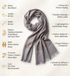 Naqsh-e-Kashmir Sozni Jaal Embroidered Grey Shawl | Traditional Kashmiri Wool Blend
