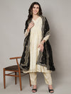 Black Chinon Dupatta with Scalloped Embroidered Border & Sequin Motifs (Size: 2.5x1 m Approx)