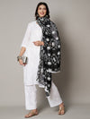 Black Karachi Chiffon Dupatta with Elegant Thread Embroidery (Size: 2.5x1 m Approx)