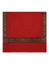Woolen Women Shawl in Warm Red with Intricate Traditional Embroidered Border (80 x 40 Inches)
