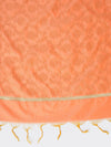 Orange Banarasi Silk Dupatta with All-Over Woven Floral Motifs & Rich Zari Border (Size: 2.5x1 m Approx)